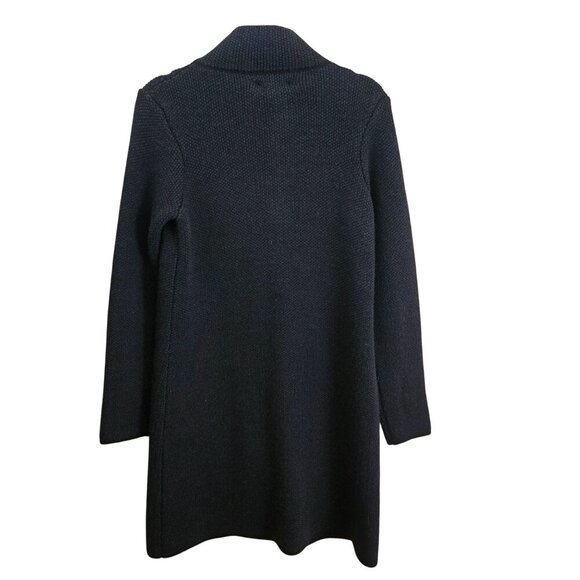 Cocogio Made In Italy Navy Mockneck Full Length Wool Blend Coatigan Size M - Picture 2 of 5